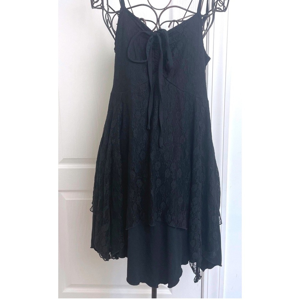 Thorn & Fable Whimsigoth Black Lace Fit & Flare Dress XL Gothic Handkerchief Hem